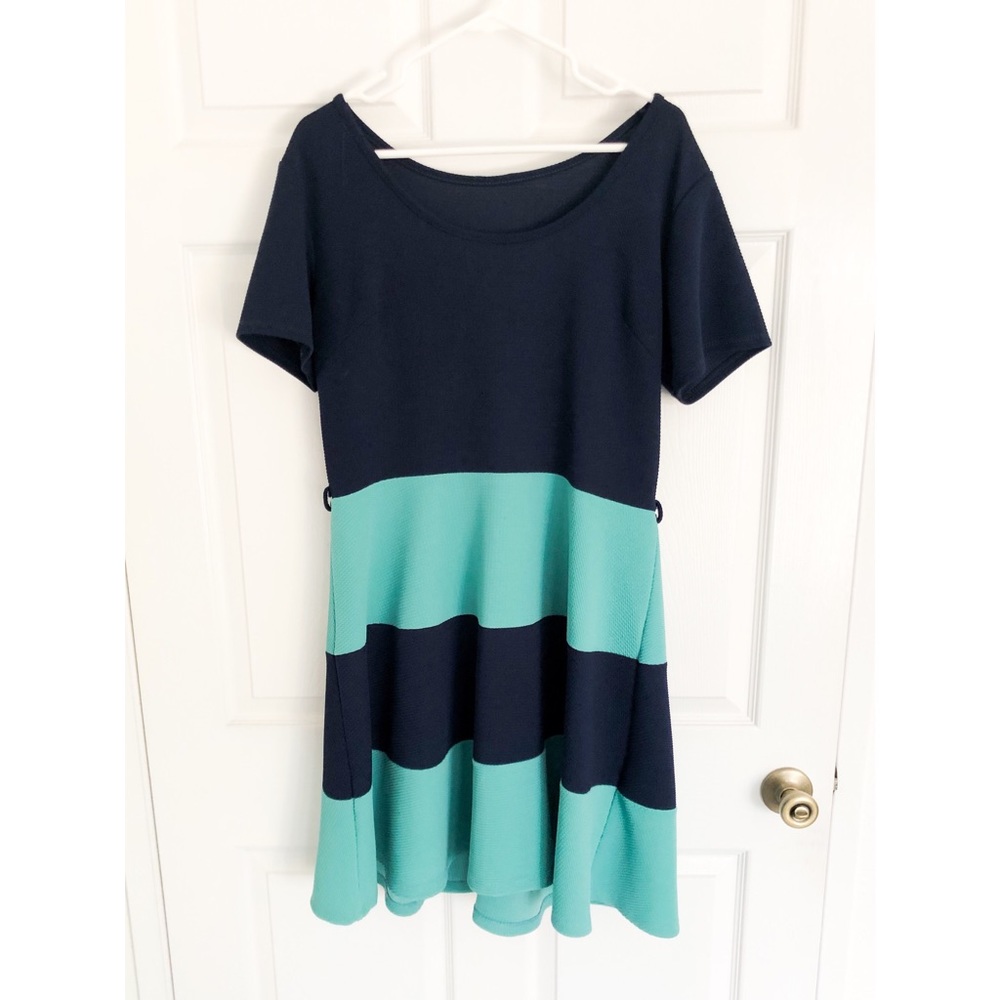 Lularoe Blue striped ribbed dress